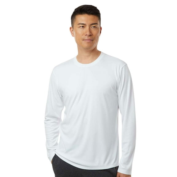 AllPro Men's Pro-Lock Classic Fit Long Sleeve T-Shirt, 100% Polyester Moisture Crewneck Tee Shirt (White, 2XL)