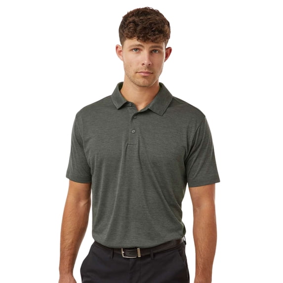 AllPro Men’s Pro-Lock Performance Polo Collar T-Shirt, 100% Polyester Moisture-Wicking Tee (Charcoal-Melange, 2XL)