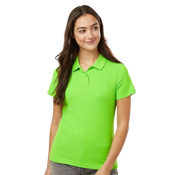 AllPro Women's Pique Polo Shirts 65 Poly/35 Cotton Standard fit Plain Tee Short Sleeve Golf Polo Shirt (Lime, M)