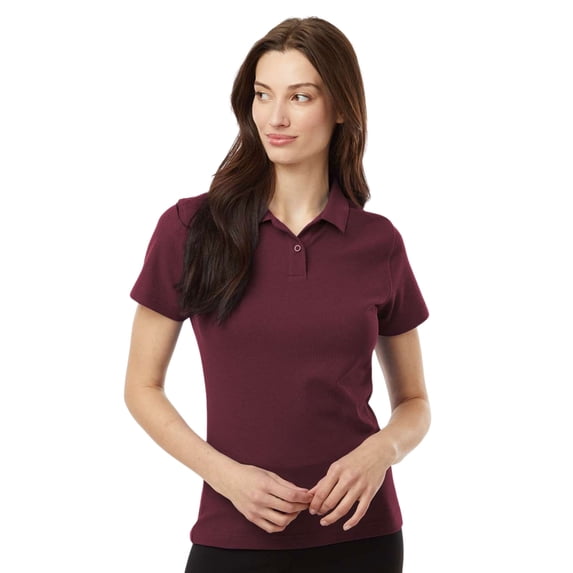 AllPro Women's Pique Polo Shirts 65 Poly/35 Cotton Standard fit Plain Tee Short Sleeve Golf Polo Shirt (Maroon, 2XL)