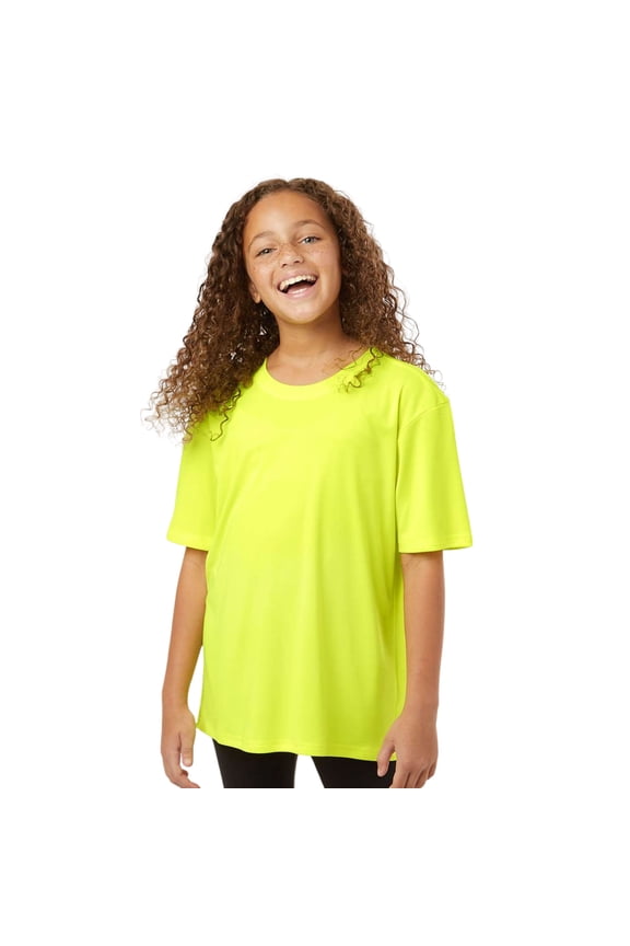 Youth Pro-Lock Performance T-Shirt Crafts and DIY Plain Tee Shirt (Neon Yellow, L)