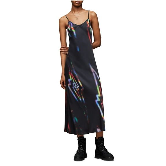 AllSaints Bryony Electric Dress (Womens, Black, UK 4 (US Women's 0))