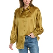AllSaints womens  Charli Silk-Blend Shirt, UK 12/US 8, Green