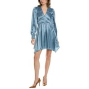 AllSaints womens  Esta Silk-Blend Mini Dress, UK 10/US 6, Blue