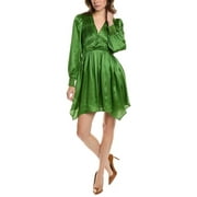 AllSaints womens  Esta Silk-Blend Mini Dress, UK 4/US 0, Green