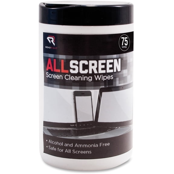Read Right AllScreen Screen Cleaning Wipes, 75 Count Tub