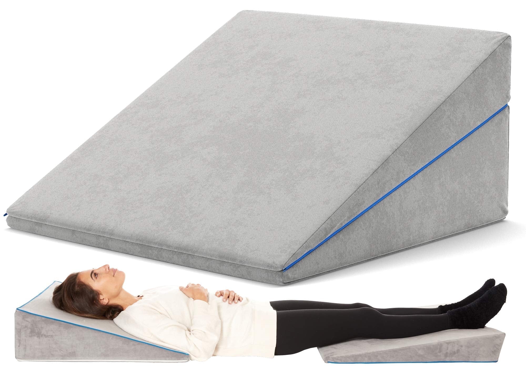 AllSett Health Bed Wedge Foam Pillow 3 in 1 Support - Adjustable to 4.5, 7.5 & 12 Inches - Grey