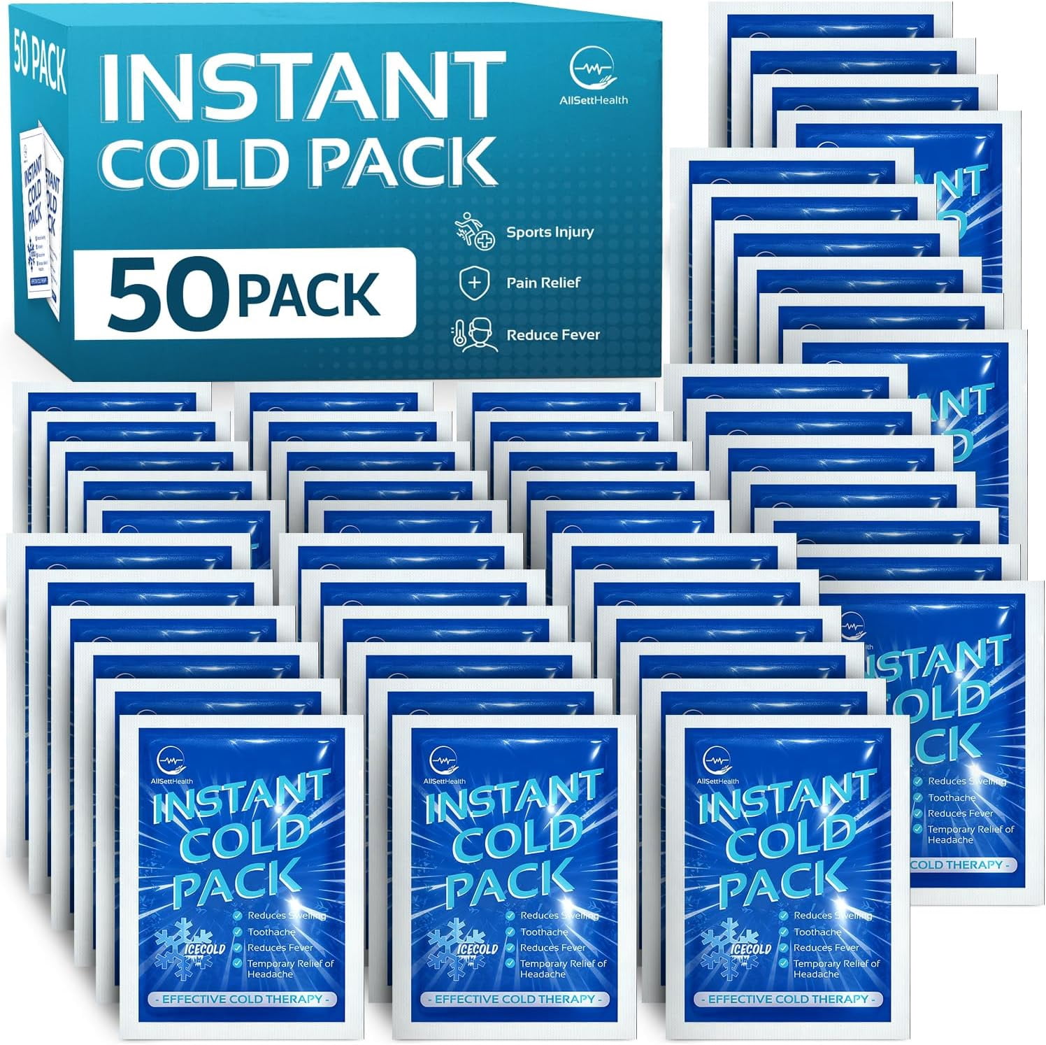 AllSett Health Instant Ice Cold Packs for Injuries, Disposable First ...