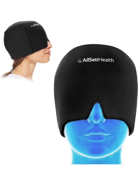 Migraine Cap for Headache Relief, Hot and Cold Gel Head Wrap, One Size Fits Most, Black