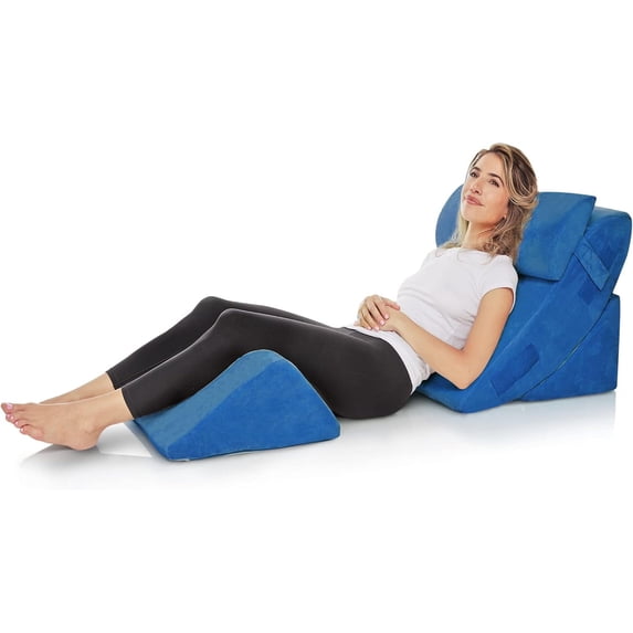 AllSettHealth 4 pcs Bed Wedge Pillow - Adjustable Pillow Set W/ Memory Foam