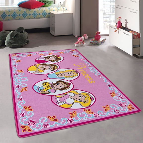 AllStar Pink Rug Kids / Baby Room Area Rug. Princess Bright Colorful Vibrant Pink Colors (4' 11" x 6' 11")