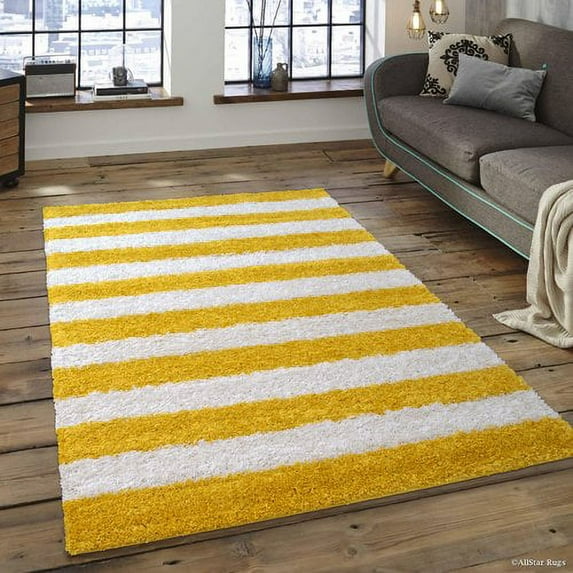 AllStar Rugs High-Pile Posh and Shaggy Canary Area Rug