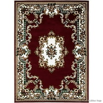 AllStar Rugs Traditional Persian Floral Design Area Rug, 7' x 10', Durable Polypropylene