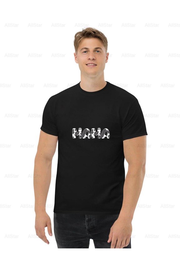 Mama Animal Print Cow Pattern Mother Day Cow Lovers Graphic T-Shirt , for Unisex, up to size 5XL