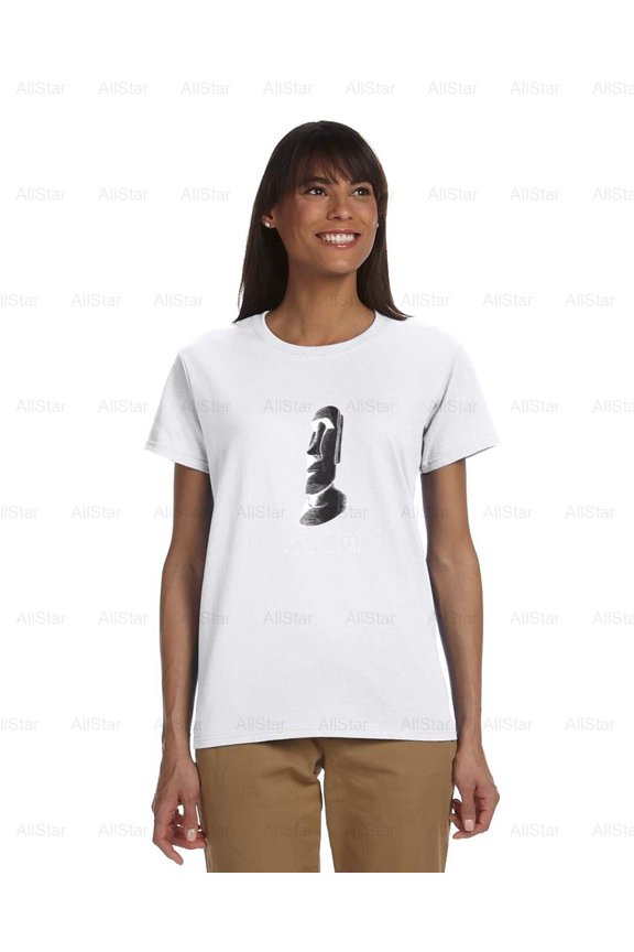 Moai Statue, Easter Island Graphic Design Image Fun T-Shirt , for Unisex, up to size 5XL