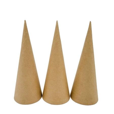 AllStellar Paper Mache Cones Open Bottom 10.63x4 in. Set of 3 (Medium) - For DIY Art Projects, Crafts and Decorations!