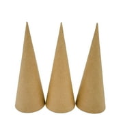 AllStellar Paper Mache Cones Open Bottom 10.63x4 in. Set of 3 Medium - For DIY Art Projects, Crafts and Decorations!