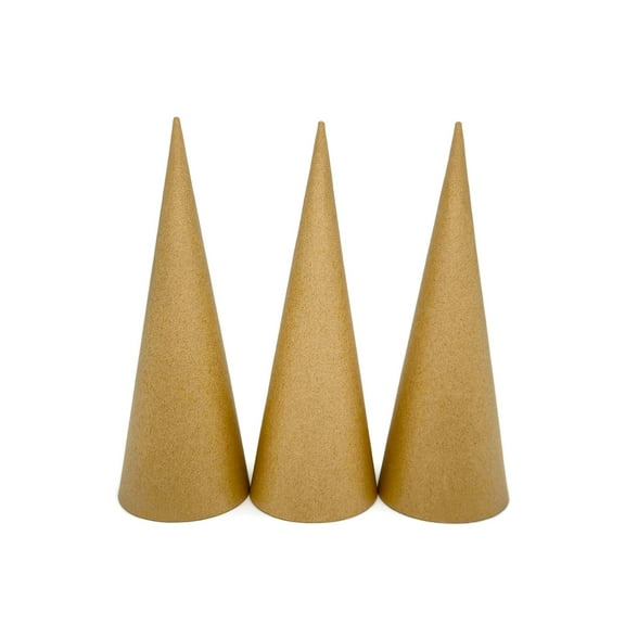 AllStellar Paper Mache Cones Open Bottom 12.2x4.5 in. Set of 3 (Medium Plus) - For DIY Art Projects, Crafts and Decorations!