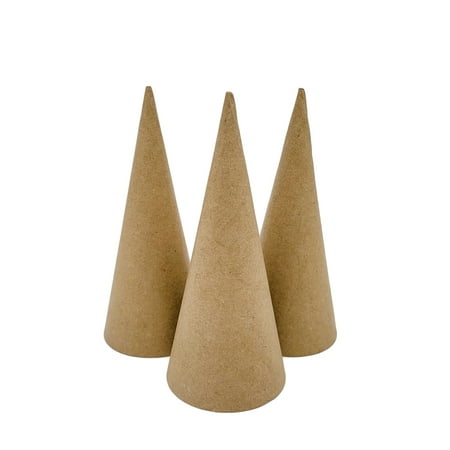 AllStellar Paper Mache Cones Open Bottom 7X3 in. Set of 3 (Small) - For DIY Art Projects, Crafts and Decorations!