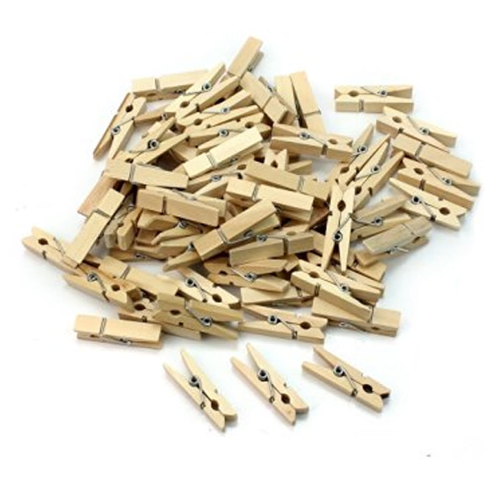 AllTopBargains 130 Wooden 3 1/4 Inch Large Clothespins Laundry Spring Wood  Clothes Pins Crafts 