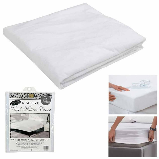 AllTopBargains Waterproof Fitted Vinyl Mattress Encasement, King