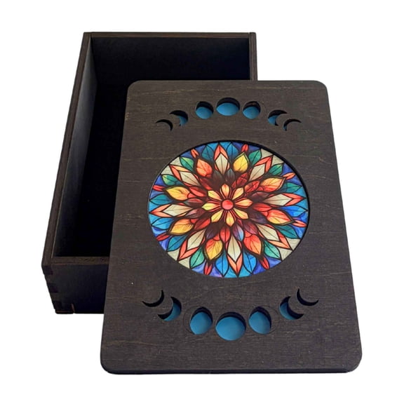 AllTru2U Mandala Wooden Tarot Card Box, Spiritual Decor for Oracle Decks