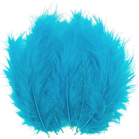 AllWays Plaza 100pcs Turquoise Feathers Fluffy Turkey Marabou Feathers 4-6 Inches for Crafts Dream Catcher Fringe Trim Colored Feathers Fly Tying Material