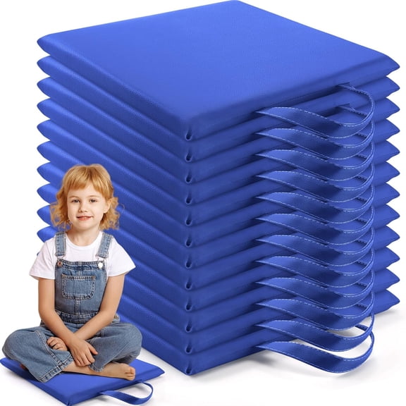 AllWays Plaza 12 Pcs 12'' Square Floor Cushions for Kids Classroom Flexible Floor Seating Elementary with Handles Classroom Carpet Cushions for Adults Toddlers Daycare Preschool School