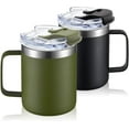 thumbnail image 1 of AllWays Plaza 12oz Stainless Steel Insulated Coffee Mug with Handle, Double Wall Vacuum Travel Mug, Tumbler Cup with Fliping Lid, Black and Army Green, 1 of 12
