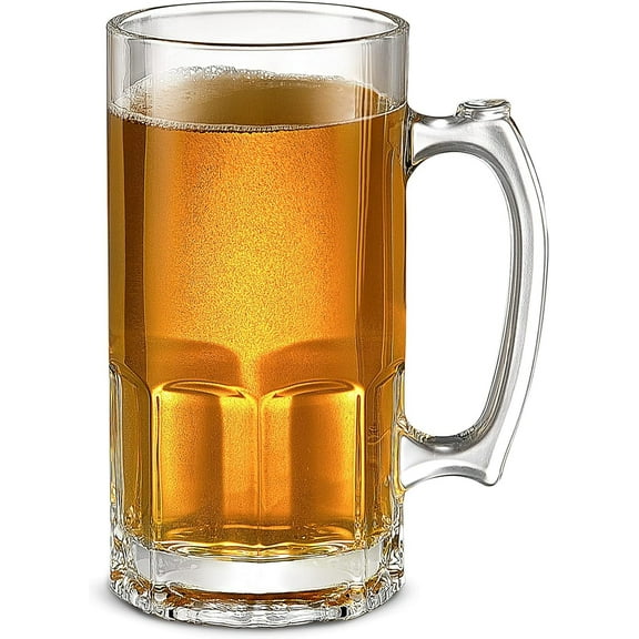 AllWays Plaza 35 OZ Beer Mugs,Heavy Large Beer Glasses with Handle,Classic Beer Mug glasses,Style Extra Large Glass Beer Stein Super Mug