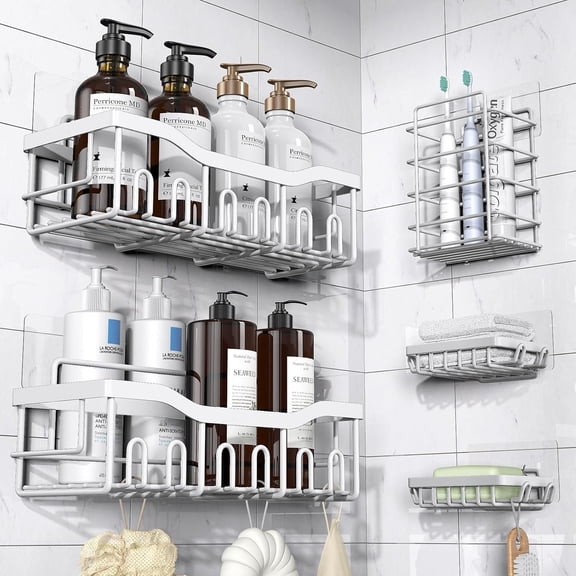 5- Rustproof Stainless  Shower  -   Bathroom Organizer with Large Capacity, Spacious Shower Shelves for Inside Shower, Kitchen &  Decor Storage-XL Size