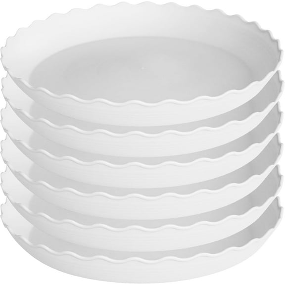 AllWays Plaza 6 Pack Plant Saucer, 6 8 10 12 14 16 inch Plant Trays for Pots, Heavy Duty Plant Saucer for Indoors no Holes, Plastic Plant Saucer for Planter (6", White)