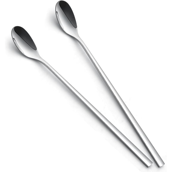 AllWays Plaza 9-Inch Long Handle Spoon, Coffee Stirrers Ice Tea Spoon Premium 18/10 Stainless Steel Iced Teaspoon for Mothers Milks Tea,Set of 2