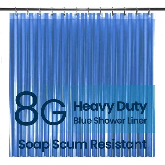 AllWays Plaza  Bathroom Shower Curtain Premium PEVA Non-Toxic, Blue Clear Waterproof Plastic Shower Curtain Liner with Rust Proof Grommets 8G Bathroom Accessories 72x72