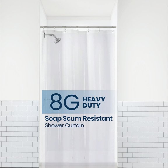 AllWays Plaza Bathroom Shower Curtain - Waterproof Plastic Shower Curtain Premium PEVA Non-Toxic with Rust Proof Grommets Clear 8G Heavy Duty Bathroom Accessories 36x72