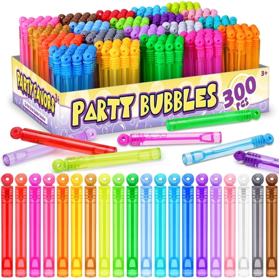 AllWays Plaza Birthday Party Favors for Kids, 300 Pcs Mini Bubble Wands 20 Color Bulk Box | Christmas Stuffers, Wedding Celebration, Thanksgiving New Year, Bath Time, Summer Outdoor Gifts