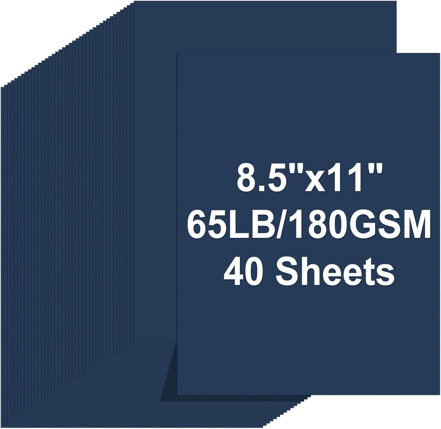 AllWays Plaza Cardstock 8.5 X 11, 40 Sheets Dark Blue Card Stock, 65lb/ 180gsm Copy Paper, Cardstock Printer Paper For Art, Painting, Invitations, DIY Cards, Craft, Construction, Office Supplies