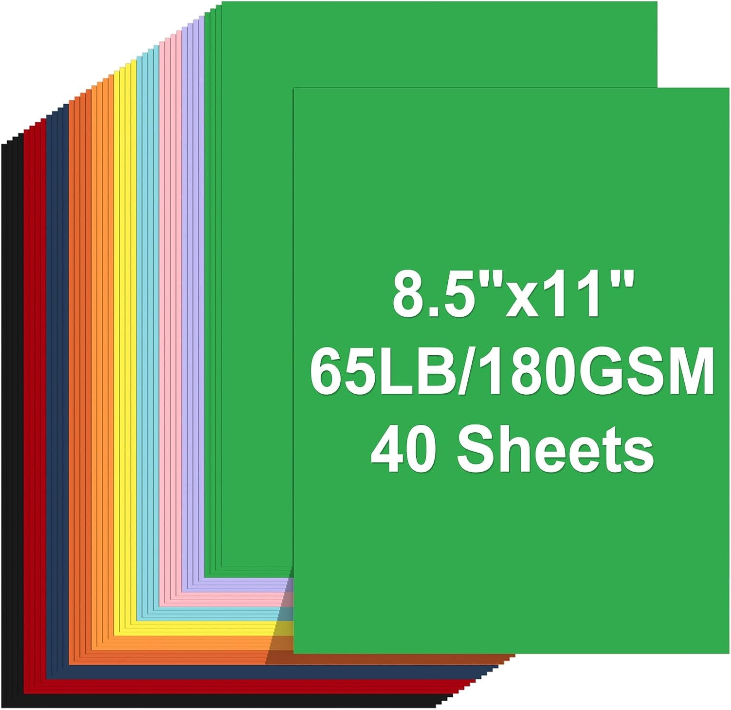 AllWays Plaza Colored Cardstock 8.5 X 11, 40 Sheets,10 Assorted Colors Construction Paper,65lb/ 180gsm,Card Stock Printer Paper for Card Making, Drawing, Invitations, DIY Cards, Craft, Office Supplie