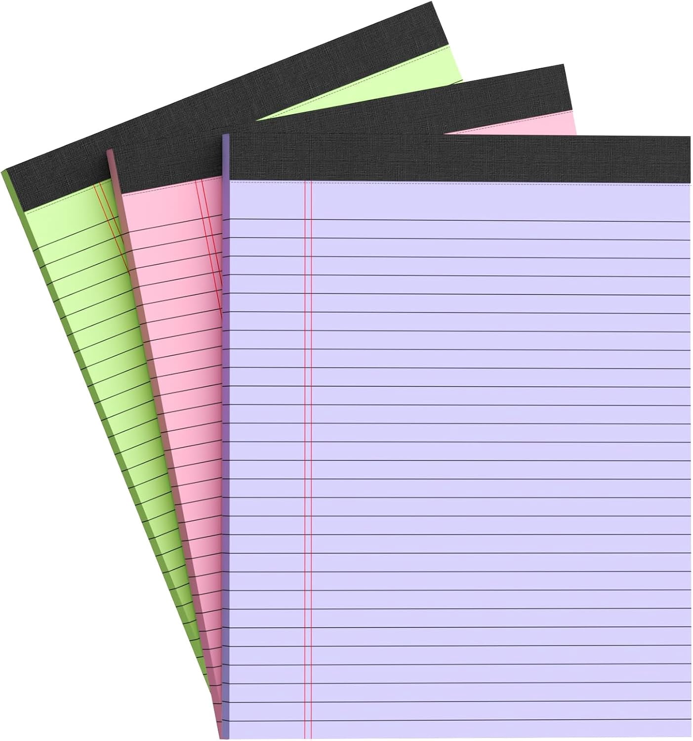 AllWays Plaza Colored Legal Pads 8.5 x 11 Note Pads 8.5 x 11 inch, Wide Ruled Clear Print Writing Pads 30 Sheets/Pad, 80gsm Colored Paper, Perforated Notepad with Sturdy Back (3 Pads)