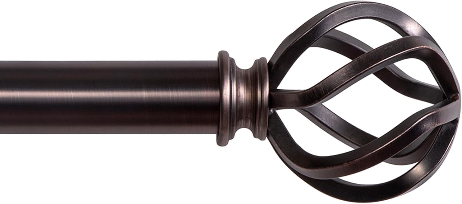 AllWays Plaza Curtain Rods 18 to 45 Inches, 1 Inch Modern Drapery Rods, Adjustable Heavy Duty Curtain Rod, with Twisted Cage Finial for Home & Office (18"-45"Dark Red)