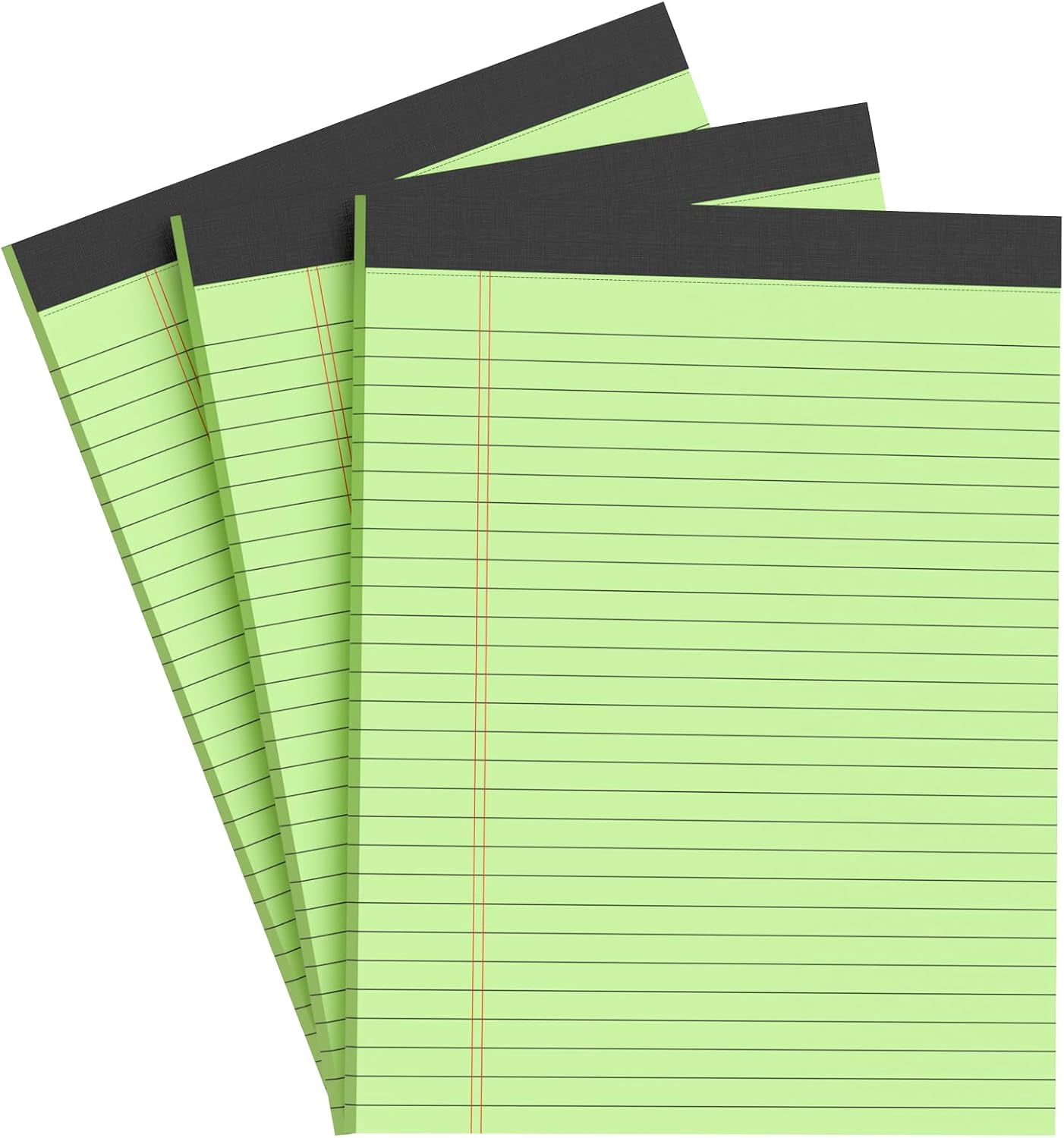 AllWays Plaza Green Legal Pad Note Pads 8.5 x 11 inch, Wide Ruled Clear Print Writing Pads 30 Sheets/Pad, 20lb Colored Paper, Perforated Notepad with Sturdy Back (3 Pads Green)