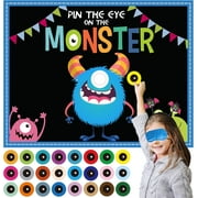 AllWays Plaza Halloween Party Games for Kids, Pin The Eye on The Monster, Halloween Party Activities Favors Crafts Birthday Party Games for Children Boys Girls, Monster Party Carnival Games Indoor