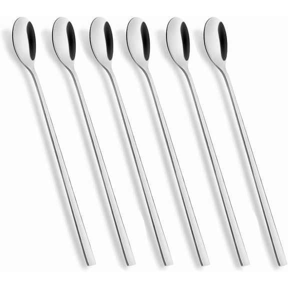 AllWays Plaza Long Handle Spoon, Coffee Stirrers, 9-inch Ice Tea Spoon,Premium 18/10 Stainless Steel Iced Teaspoon for Mothers Milks Tea Mixing Cocktail Stirring Coffee Milkshake Cold Drink, Set of 6