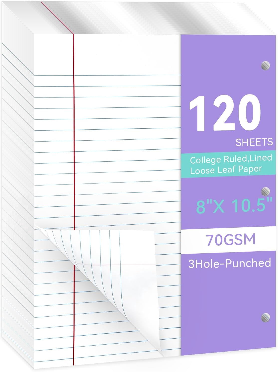 AllWays Plaza Loose Leaf Paper Wide Ruled Notebook Paper, 8