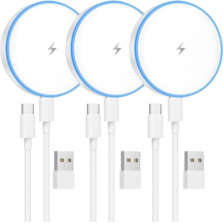 AllWays Plaza Magnetic Charger 3 Pack 15W Magnetic Wireless Charger Fast Charging Pad Compatible with iPhone 17/16/15/14/13/12 Series & AirPods 3/2/Pro Charging Pad with Dual Ports