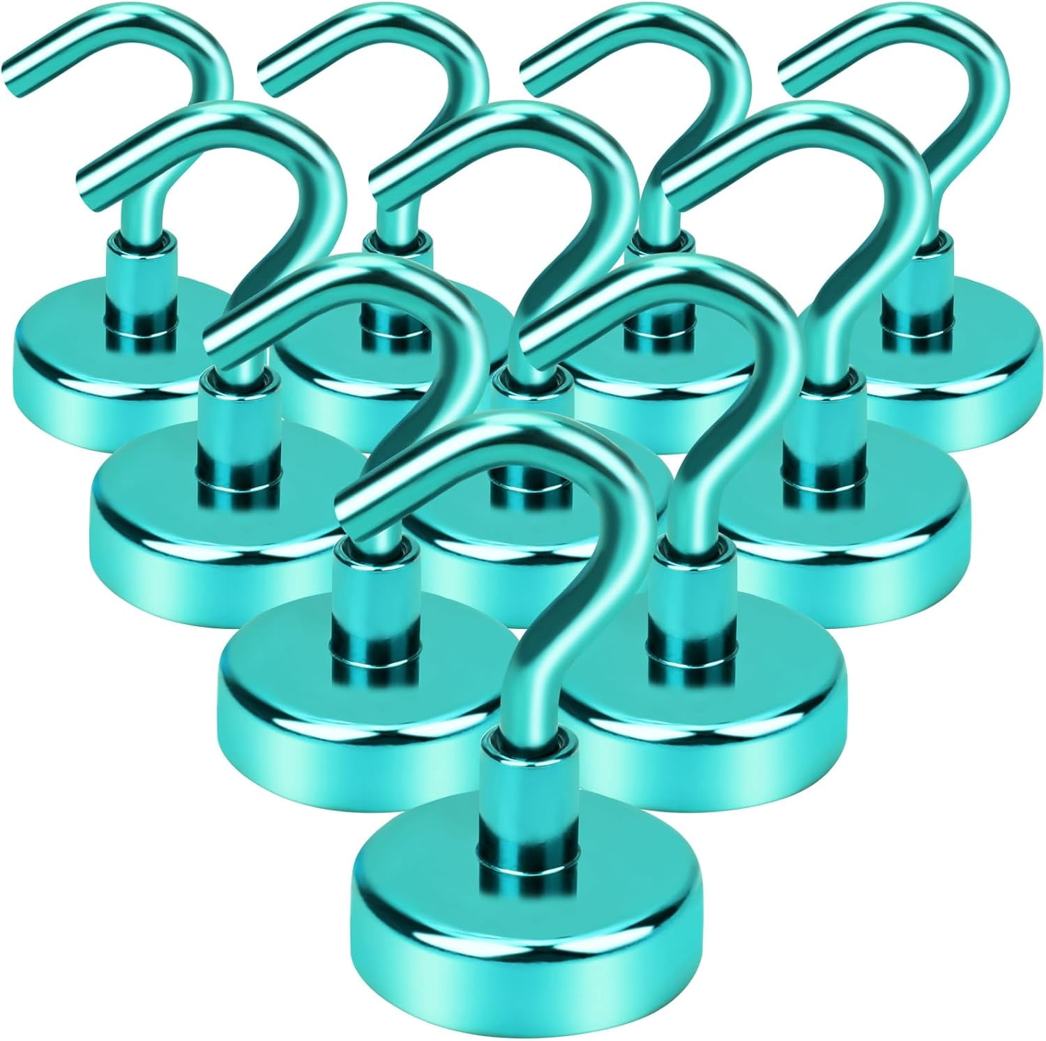 AllWays Plaza Magnetic Hooks, 30Lbs Strong Heavy Duty Cruise Magnet S-Hook for Classroom, Fridge, Hanging, Cabins, Grill, Kitchen, Garage, Workplace and Office Etc, (10 Pack-Green)