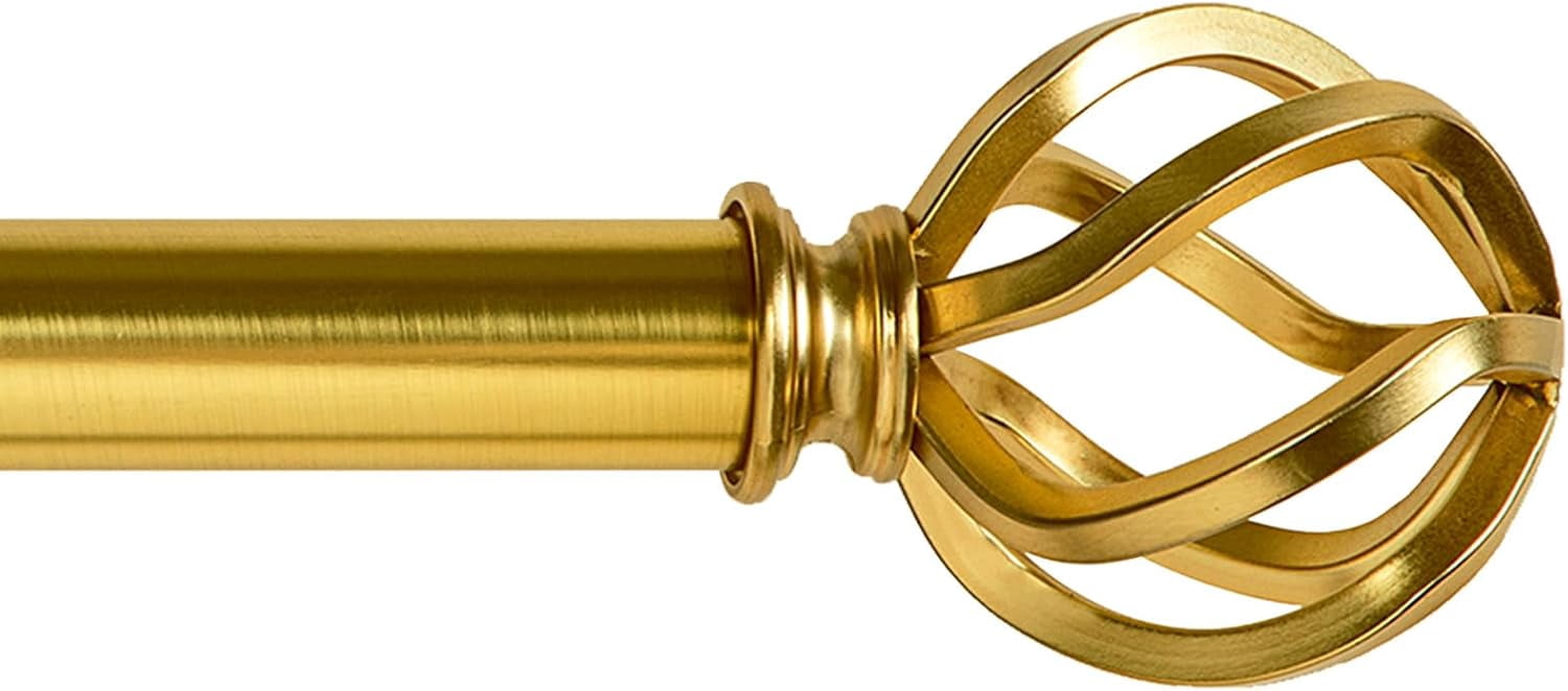 AllWays Plaza Metal Gold Curtain Rods 18 to 145 Inches, 1 Inch Modern ...