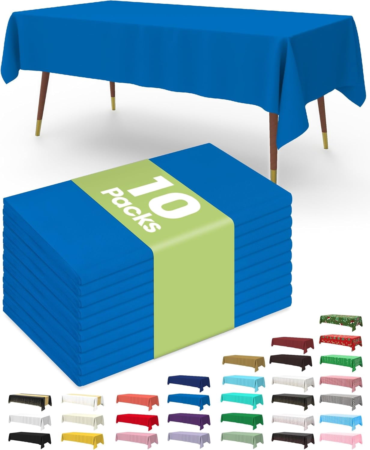 AllWays Plaza Plastic Table Cloth Disposable 10 Pack, 54 x 108 Inch ...