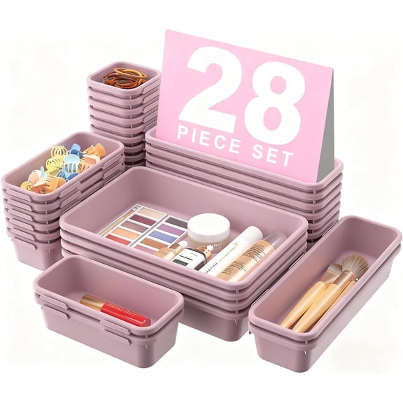 AllWays Plazaใ๐ฎ๐ด๐ฃ๐๐ฆใ ใ๐ฑ๐ฆ๐ถ๐๐ฒใ Purple Drawer Organizer, Makeup organizer, ใHolds 177 Itemsใ Bathroom Organizers and Storage, Plastic Desk Organizer Divider, Organizer Bins for Office Vanity