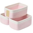 thumbnail image 1 of AllWays Plaza Small Storage Baskets for Organizing | Closet Organizer Bins | Shelf Toy Basket | Woven Rope Baskets | Cube Decorative Box | Shallow Basket | 11.5x7.5x4.7” | 3 Packs White Pink, 1 of 13
